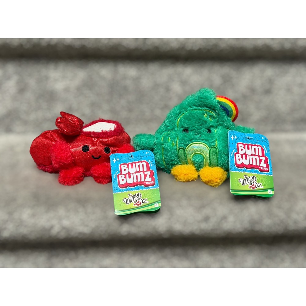 NEW Bum Bumz Wizard of Oz Plush Lot Ruby Slipper Emerald City Russ NWT Plushie